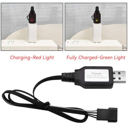 7.4V Lipo Battery Charger - SM-4P Cable RC Toy Remote Control Car Vehicle Rechargeable Li-ion Batteries Chargers USB for Bunch Bubble Gun Stunt Truck Boat 3 Pack