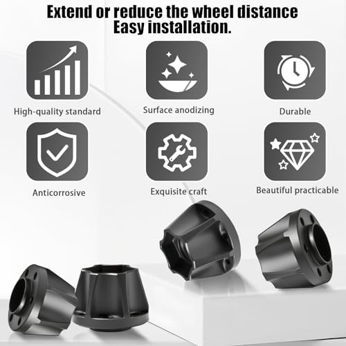 RC 18mm Metal Wheel Hex Hubs Extension Combiner Compatible with 1.9/2.2in Beadlock Wheel Rim Traxxas TRX4 SCX10 Axial Wraith Gen7 Gen8 D90 CC01 1/10 RC Crawler, 4 Pcs - color: Black, size: 18mm