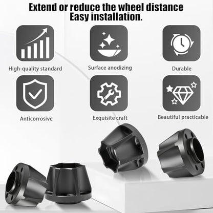 RC 18mm Metal Wheel Hex Hubs Extension Combiner Compatible with 1.9/2.2in Beadlock Wheel Rim Traxxas TRX4 SCX10 Axial Wraith Gen7 Gen8 D90 CC01 1/10 RC Crawler, 4 Pcs - color: Black, size: 18mm