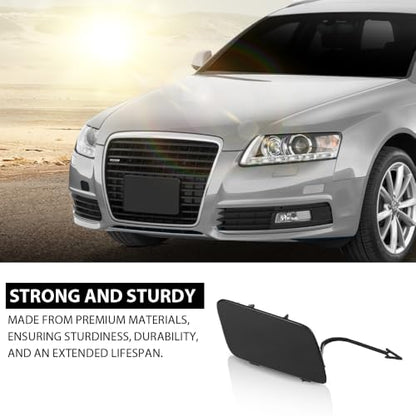 LQI Front Bumper Tow Hook Eye Cover Cap Black 4F0807441F | Compatible with Audi A6 3.0L V6/4.2L V8 A/T Quattro Avant Wagon Base 2009-2010 - size: Front | Fit Audi A6 2009-2010