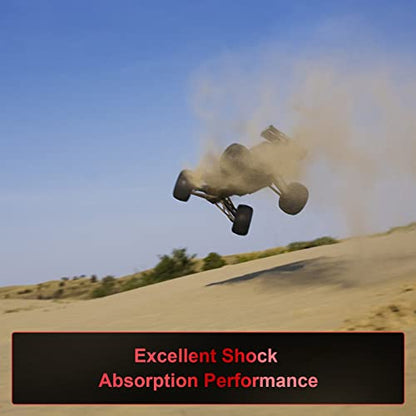 4PCS RC Oiled Shocks Absorber Set Fit for 1/12 1/14 1/16 RC Cars WLtoys 144001/124019/124018 MJX, SCY and HBX RC Buggy Off-Road Racing Upgraded Parts (Black Red) - color: Black red