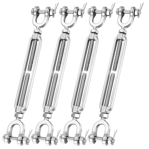 5/16" Turnbuckle Heavy Duty Stainless Steel Jaw and Jaw Turnbuckles for Cables wire, shade sail Hardware, Zipline, Outdoor Applications, Steel Cable Traction 1200 lbs Working Load Limit(4 Pack) - size: 4 PACK 5/16" Jaw and Jaw Turnbuckle