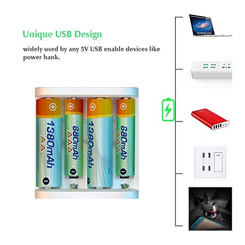 ISDT A4 Air Smart Battery Charger AA AAA 4 Bay Portable Charger with USB C Port Fast Charging for NiMH NiCd Lithium Rechargeable Batteries with Bluetooth APP Connection (Black) - size: 4 Slot