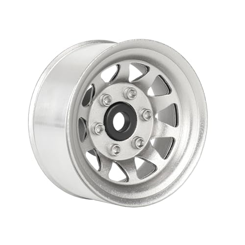 4PCS 1.55 Inch Aluminum Alloy Metal 10Holes Beadlock Wheel Rim Hubs Replacement Accessory for Tamiya AX90069 D90 TF2 CC01 CC02 1/10 RC Crawler Car Upgrade Parts(A-Silver) - color: A-silver