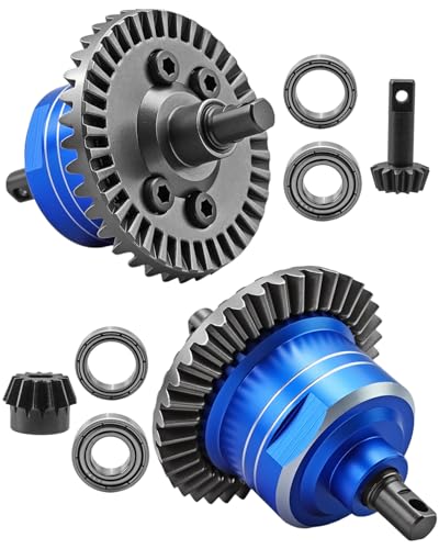 37T/13T 1/10 Front Rear Differential Upgrades Diff Fit for Traxxas Slash | Replace 5381 6882 5379, Fit for Rustler Stampede Hoss 4X4 VXL Ford F-150 1/10 4X4 RC Cars, with Bearing, Blue