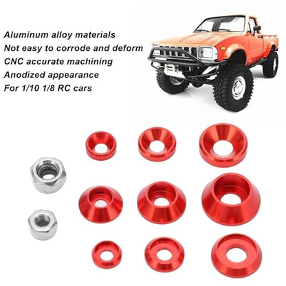HERCHR Aluminum Alloy Cone Cup Head Screw Gasket Washer Counterbore Washers Gaskets Cup Shim Conical Washer Shim - color: red