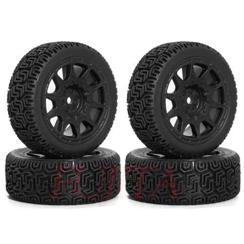 fujita 1/10 RC ON-Road Rubber Racing Tire Rim 68mm OD for 1/10 RC Rally Car Tamiya XV01 XV02 TT02 PTG HSP RGT Kyosho FAZER MK2 PTG （Black A） - color: Black a