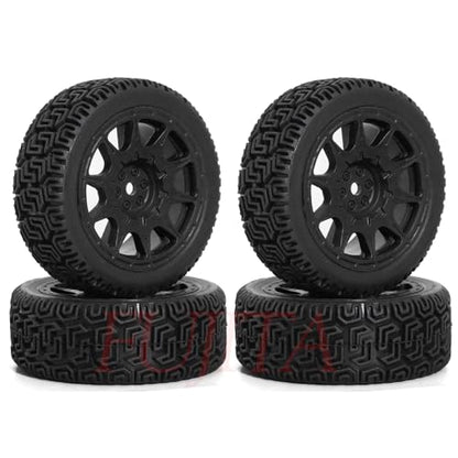 fujita 1/10 RC ON-Road Rubber Racing Tire Rim 68mm OD for 1/10 RC Rally Car Tamiya XV01 XV02 TT02 PTG HSP RGT Kyosho FAZER MK2 PTG （Black A） - color: Black a