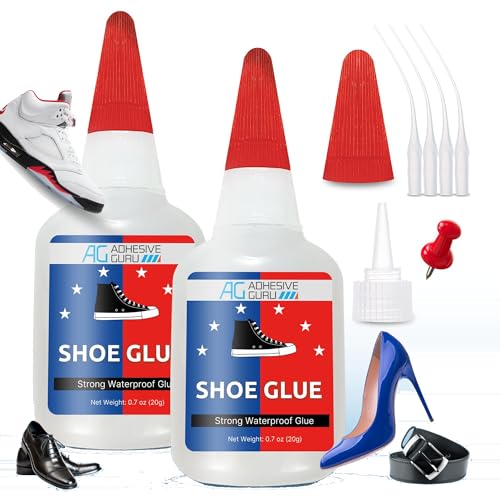 Adhesive Guru Professional Shoe Glue (2x0.7 oz), Shoe Sole Repair, Ultimate Shoe Repair Glue, Suitable for Sports Shoes, Sneakers, Boots, Sandals etc. Compatible with CA Accelerator - 2 Pack - size: 2 Pack, style: Shoe Glue
