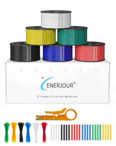 26 Gauge Wire 180FT, 26 AWG Flexible Silicone Cable, Each Wire Spool 30FT | Stranded Tinned Copper Cable 6 Colors Hook up Wiring kit for 12V 24V, DIY, Automotive, Battery, 200℃ - size: 26AWG-6C, 30FT