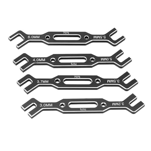 Yosoo Health Gear RC Ball Tie Rod Adjustment Wrench Set, 4PCS Aluminium Alloy Turnbuckle Nut Tool 3.0-6.0mm Sizes, for Car Crawler Drone Boat Repair (Black) - color: Black