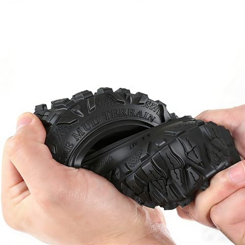 2.2 RC Tires OD 120MM 1/10 Super Soft Rubber Crawler Tires For 1:10 Scale Rock Mud Crawler Car Traxxas TRX4 RC4WD Axial SCX10 D90 CC01 90018 Gen8 Redcat 2.2" Beadlock Wheels 4Pcs