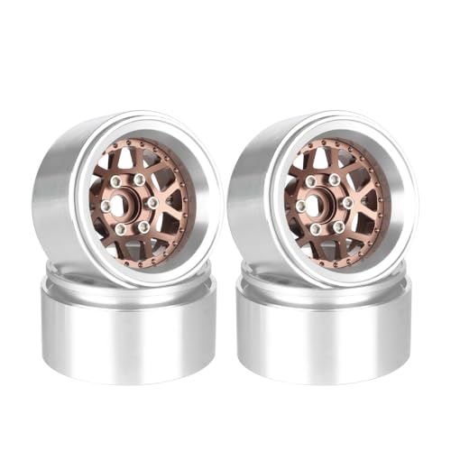 4PCS 1.9" Beadlock Wheel Rims Offset-10mm Aluminum Alloy Metal Wheel Hub for 1/10 RC Rock Crawler Car for Axial SCX10 TRX4 TRX6 D90 D110 Upgrade Accessories(Y-Shaped Bronze) - color: Y-shaped Bronze
