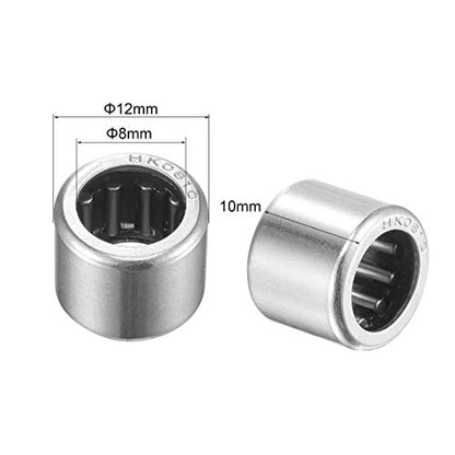 uxcell HK0810 Needle Roller Bearings 8mm Bore 12mm OD 10mm Width Chrome Steel Open End 10pcs - size: 8x12x10mm
