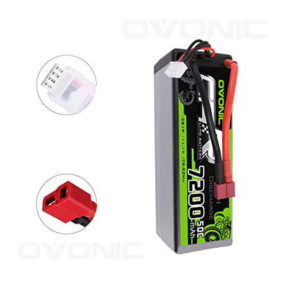 OVONIC 3s Lipo Battery 80C 7200mAh 11.1V Lipo Battery with Dean-Style T Connector for 1/8 1/10 RC Car Truck Boat Vehicles