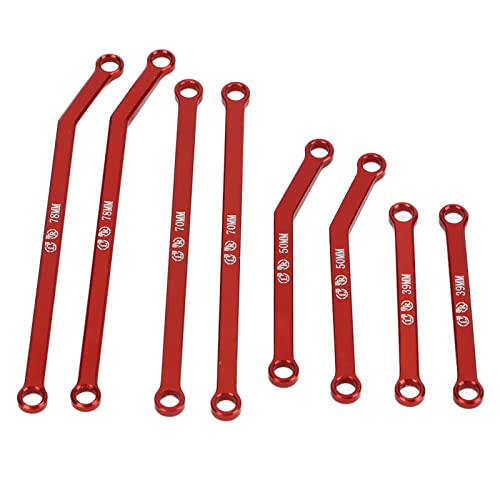 High Clearance RC Front Links Set for AXIAL SCX24 1/24 RC Crawler Car Aluminium Alloy RC Steering Linkage Rod Set (Red) - color: Red