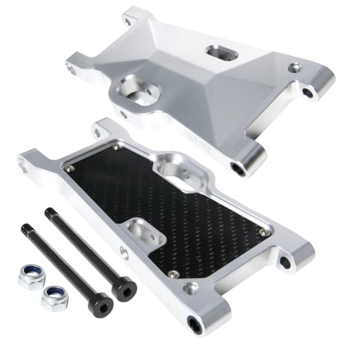 GTBRacing CNC Aluminum Alloy Front Rear Universal Suspension Arms Set for 1/5 RC Car LOSI Desert Buggy XL DBXL DBXL-E V1.0/2.0 Upgrade Part (with Carbon Fiber Plate Silver) | Aluminum Losi dbxl arm - color: With Carbon Fiber Plate Silver