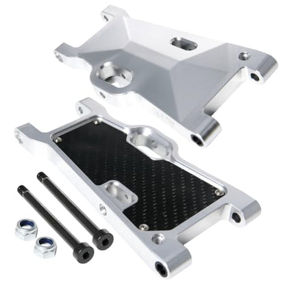 GTBRacing CNC Aluminum Alloy Front Rear Universal Suspension Arms Set for 1/5 RC Car LOSI Desert Buggy XL DBXL DBXL-E V1.0/2.0 Upgrade Part (with Carbon Fiber Plate Silver) | Aluminum Losi dbxl arm - color: With Carbon Fiber Plate Silver