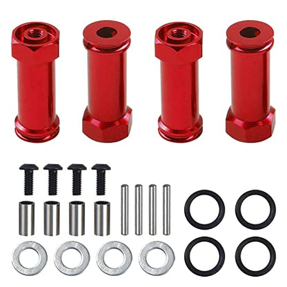 ShareGoo Aluminum 12mm Wheel Hex Hub Adapters 30mm Extension Combiner Coupler Compatible with WLtoys 144001 1/14 Wltoys RC Car (Red) - color: Red