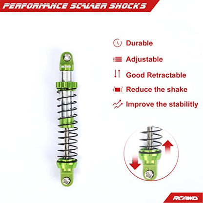 RCAWD for UTB18 Capra Shocks Double Long Stroke Upgrades, Front & Rear Shock Absorbers Parts #AXI213004#AXI213000, for Axial 1/18#AXI01002 Green - color: Green