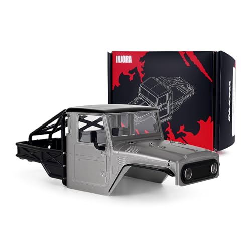 INJORA IR40-24 Half Truck Hard Body with Cage for 1/24 SCX24 Upgrade(Grey) - color: Grey