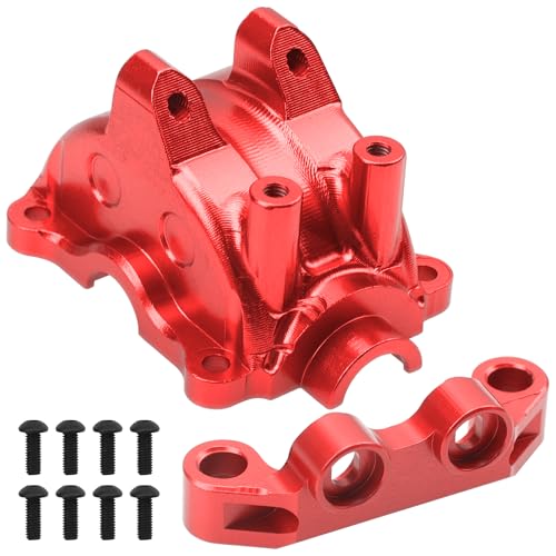 ShareGoo Metal Differential Gearbox Cover Diff Housing Case & Upper Arm Compatible with Tamiya TT02 TT-02D TT-02B TT-02FT 1/10 RC Car (Red) - color: Red