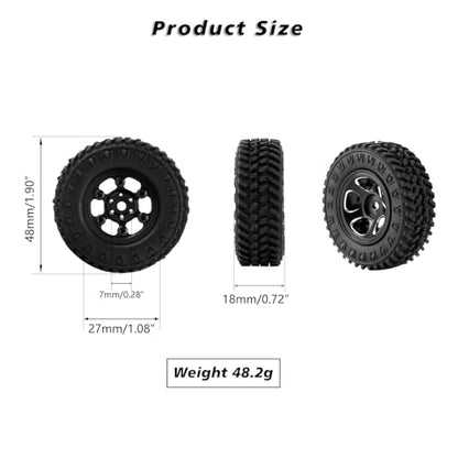 FCX24 Wheels and Tires 1.0 Beadlock Wheels 50MM Soft Sticky Tires with Brass Counterweight Ring for Axial SCX24 FMS FCX24M FCX24 Upgrades 1/24 RC Crawler - style: 128g