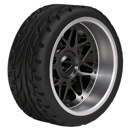4Pcs 25mm Rc Drift Wheels & Logo Drift Car Tires for 1/24 1/28 Wltoys, [2N+2W] Aluminum Alloy Rims with High Grip Tires Simulated Tire Tread Racing Tyre for Mini-Q HGD1 Wltoys K969 K989 k929(Black) - color: 2.black