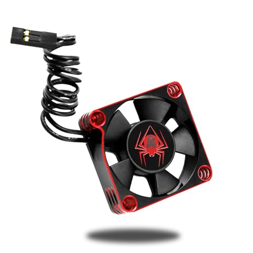 RC Car Metal Motor Cooling Fan 25mm 30mm 35mm 40mm 50mm RC Heatsink 28000RPM ESC Cooling Fans Red-Black Fit for 1/8 1/10 1/12 Scale RC Car 540 550 Brushless OR Brushed Motors (40mm) - size: 40mm