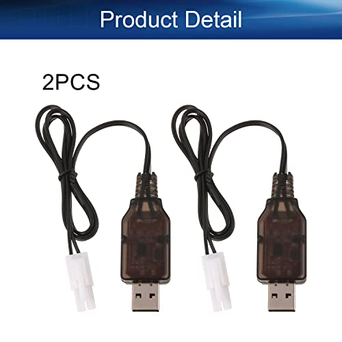 Heyiarbeit EL-2P Reverse USB Charging Cable for RC Car 7.2V 250mA Ni-MH Ni-CD Battery 2Pcs - size: EL-2P 2Pcs