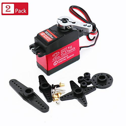 25KG Servo Motor High Torque Metal Gear for 1/6 1/8 1/10 1/12 RC Car | 2Pack, Waterpoof, 25T Servo Horn 270 Degree, Standard Size, Quiet, Great digital Servo for RC Robot Boat