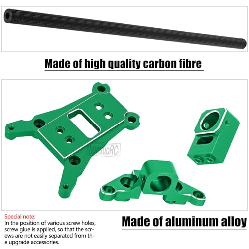 RC Carbon Fibre& Aluminum #6730 Chassis Brace Kit Upgrades Part for 1/10 Slash 4X4 LGG (VXL),Rustler 4WD (VXL) Heavy Duty Chassis Brace Hops Up.Green - color: Green( for 1/10)