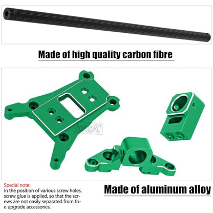 RC Carbon Fibre& Aluminum #6730 Chassis Brace Kit Upgrades Part for 1/10 Slash 4X4 LGG (VXL),Rustler 4WD (VXL) Heavy Duty Chassis Brace Hops Up.Green - color: Green( for 1/10)