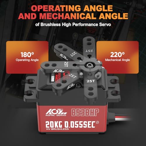 AGFRC 20KG 0.055s Brushless 1/10 Servo (B53BHP V2) | 20kg/0.055s/60° @8.4V, Steel Gears, 2BB, Standard, Digital, Programmable, for 1/10 RC Cars, Crawlers & Boats - style: B53BHP V2