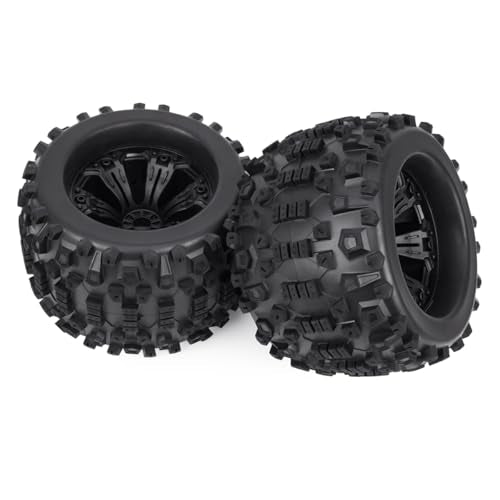 17mm Hex RC Wheels and Tires 2PCS RC Truck Buggy Preglued Tires Wheels for 1/8 1/10 Scale Arrma Kraton Notorious Outcast Typhon 6S 4S 3S Traxxas Maxx T Maxx Sledge Revo Upgrade Parts