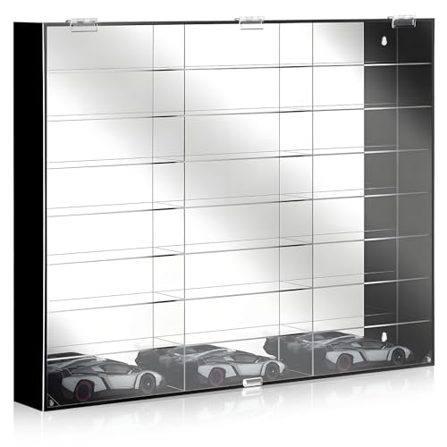 Juexica 1: 24 Clear Acrylic Toy Car Display Case 24 Grids Toy Race Car Display Show Box Diecast Case Wall Mounted Vehicles Shelf for Storage, Christmas Mini Model Figure Lover Gifts - size: 24 Grids