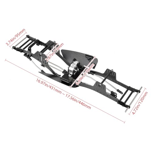 Hobbypark Carbon Fiber LCG Chassis Kit with Transmission & Drive Shaft for Axial SCX10 SCX10 II Capra 1.9 UTB and Other 1/10 RC Crawler Car DIY Builds Upgrades Parts