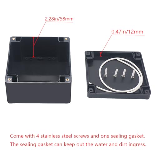 Project Box IP65 Waterproof Junction Box ABS Plastic Black Electrical Boxes DIY Electronic Project Case Power Enclosure 4.72x4.72x2.95 inch (120x120x75mm) - color: Black, size: 4.72"x4.72"x2.95"
