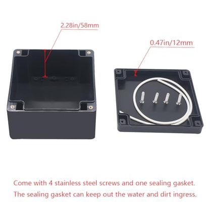 Project Box IP65 Waterproof Junction Box ABS Plastic Black Electrical Boxes DIY Electronic Project Case Power Enclosure 4.72x4.72x2.95 inch (120x120x75mm) - color: Black, size: 4.72"x4.72"x2.95"