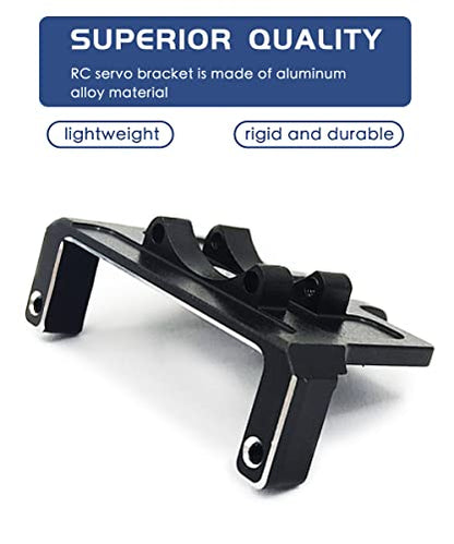 RC Servo Mount Bracket and Mini Servo Arm for 1/24 SCX24 Upgrade Black | Aluminum Servo Mount for ES08MA II Servo Upgrade Parts,Precision Fit,Wear Resistant,Easy To Install - color: Silver and Black