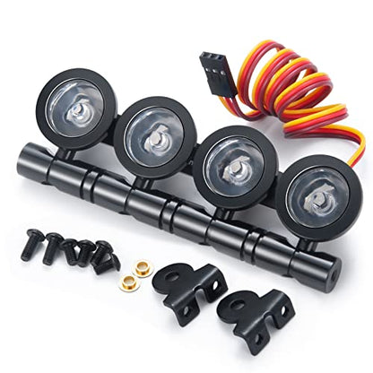 SCX10 TRX4 LED Light Bar LED Lamp Kit 4 LEDs Body Shell Roof Lights | RC Crawler LED Light Bar Kit Roof Spotlight Light for TRX4 SCX10 90027 SCX10 II 90046 D90 1/10 RC Car (Multicolor) - color: Multicolor