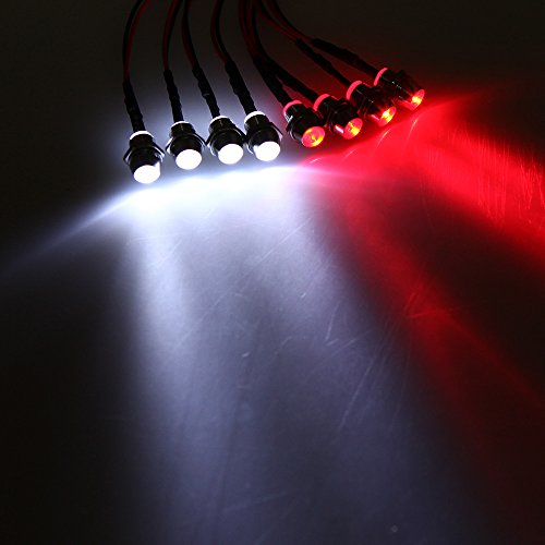 8PCS RC LED Lights LED Lights Red+White Color Headlights Taillight Kit for Traxxas for Tamiya HSP SCX10 D90 1/10 RC Car