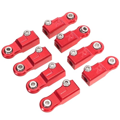 Metal Front and Rear Steering Link Rod Ends Compatible with MJX 1/10 10208 V2 V3 and 1/7 7303 7304 RC Cars, Upgrade Ball Joint Set(Red) - color: Red