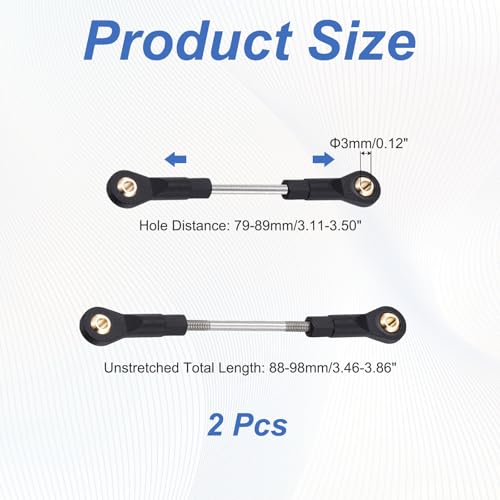 MECCANIXITY 2Pcs Adjustable Turnbuckles Camber Links, 79-89mm Turnbuckle Rod Steering Servo Linkage with M3 Ball Head Rod Ends for RC Car Replace Parts DIY - size: 79-89mm