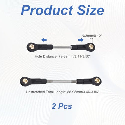 MECCANIXITY 2Pcs Adjustable Turnbuckles Camber Links, 79-89mm Turnbuckle Rod Steering Servo Linkage with M3 Ball Head Rod Ends for RC Car Replace Parts DIY - size: 79-89mm