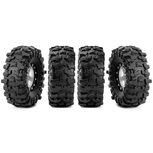 1.3Inch Beadlock Rim Tire Upgrades for Axial for SCX24 AX24 1/24 | RC Car Upgrades Modify Repair Parts metal beadlock rims rubber mud tires reliable off-road traction(Silver) - color: Silver