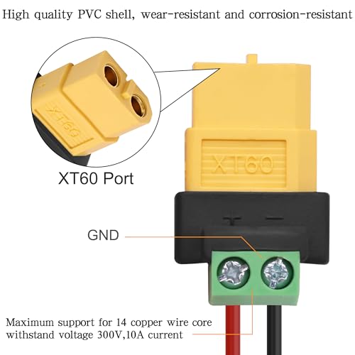 MEIRIYFA XT60 Solderless Connector Female to 2Pin Screw Terminal Adapter for Solar Panel、Portable Power Station,Unmanned Aerial Vehicles, Model Aircraft Plug 4Pcs