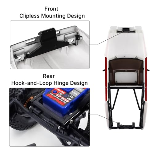 INJORA IR60 Pickup Hard Body Shell for TRX4M Defender Bronco (Red White) - color: Red White