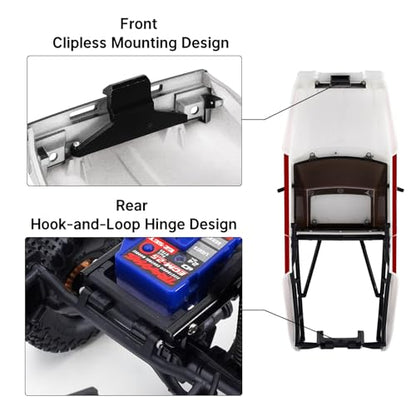 INJORA IR60 Pickup Hard Body Shell for TRX4M Defender Bronco (Red White) - color: Red White