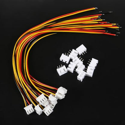 10Pairs JST-XH Connector Kit, XH 2.54mm 3 Pin Header Male and Female Connectors Plug Adapter with Flat Wire Cable 200mm 26AWG Compatible with JST XH (3P) - color: 3P